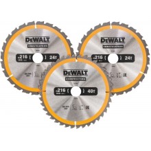 DeWALT DT1962 Sada 3 ks pílových kotúčov 216 × 30 mm