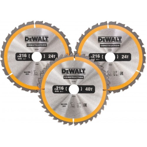 DeWALT DT1962 Sada 3 ks pílových kotúčov 216 × 30 mm