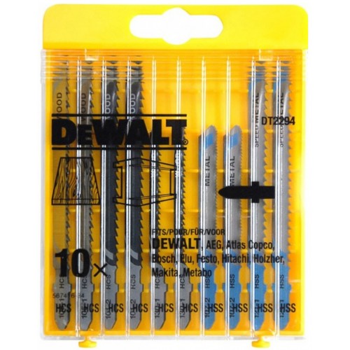 DeWALT DT2294 10-dielna sada MIX plátkov na drevo a kov pre priamočiaru pílu