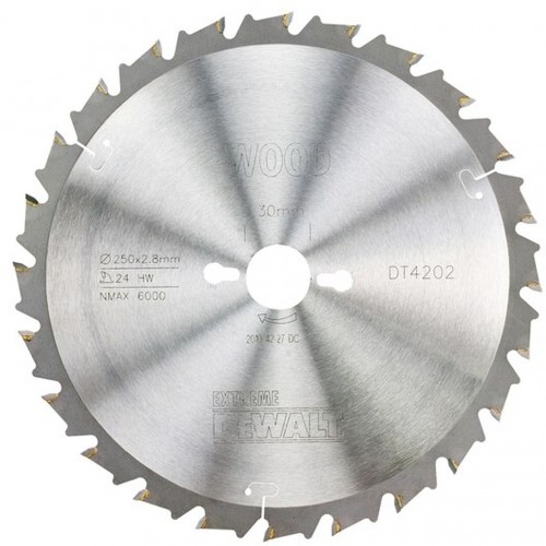 DeWALT DT4202 Pílový kotúč na drevo 250 x 30mm, 24zubov, TCG 10°