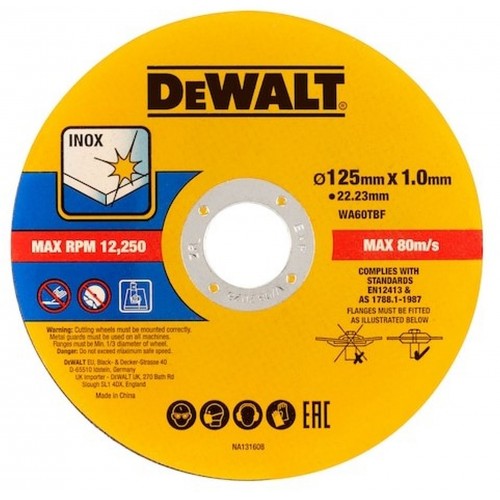 DeWALT DT20598 Rezný kotúč na nerez 125 x1 x 22,2mm 50 ks