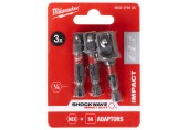Milwaukee Sada 3 ks rázových adaptérov SHOCKWAVE 1/4" - 3/8" - 1/2" 4932479228