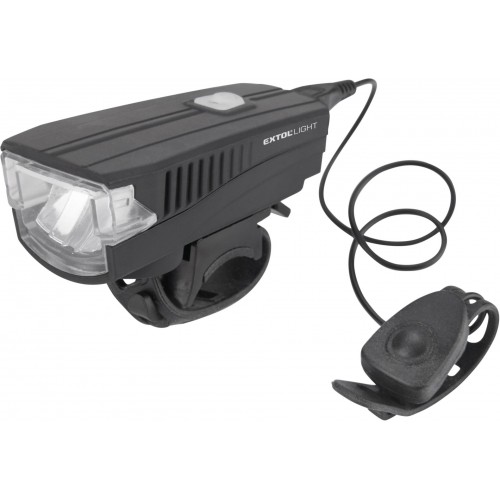 EXTOL LIGHT svetlo biele na bicykel 350lm, USB nabíjanie, klaksón, 5W LED 43137