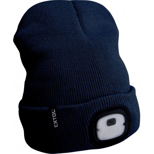 EXTOL LIGHT čiapka s čelovkou 4x25lm, USB nabíjanie, tmavo modrá, ECONOMY, 43456