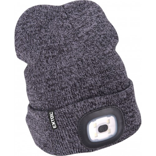 EXTOL LIGHT čiapka s čelovkou 4x45lm, USB nabíjanie,šedá/čierna,univerzálna veľkosť 43462
