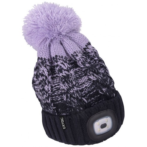 EXTOL LIGHT čiapka s čelovkou 4x45lm, USB nabíjanie, tmavo modrá/fialová s brmbolcom 43466