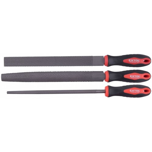 EXTOL PREMIUM rašple, sada 3ks, 250mm, sek 2, plochá, úsečová a kruhová 8803757