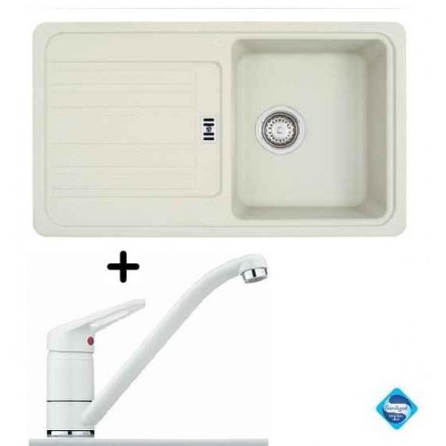 Franke SET G19 granitový drez EFG 614-78 biela ľad + drezová batéria FC 9541.094