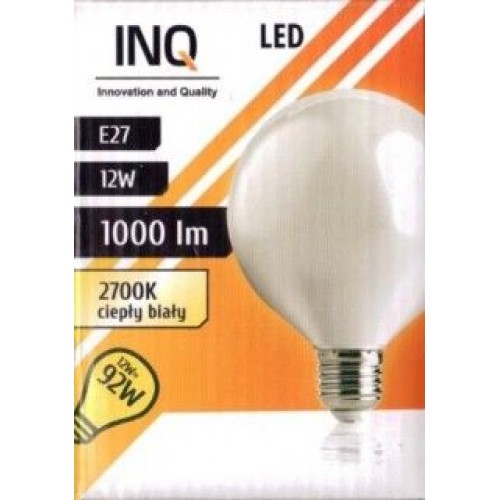 INQ LED žiarovka, GLOBE E27 12W A95, teplá biela IN713664