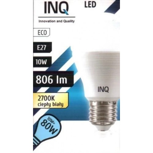 INQ LED žiarovka, E27 10W A60, teplá biela IN713985