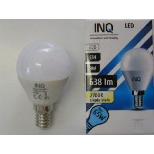 INQ LED žiarovka, E14 ilum.9W P45, teplá biela IN714005
