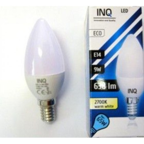 INQ LED žiarovka, E14svíč.9W B37, teplá biela IN714012