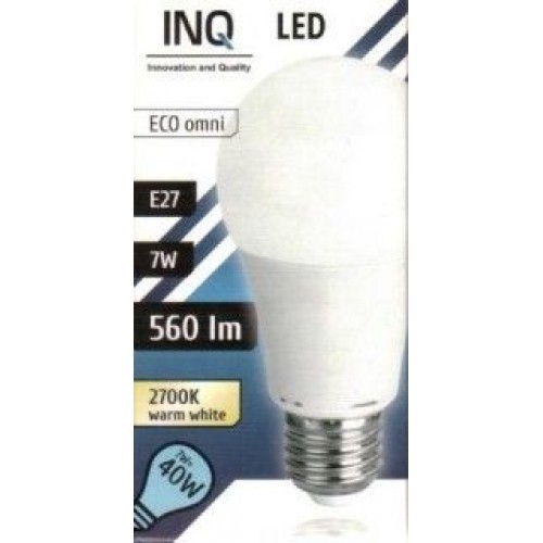 INQ LED žiarovka, E27 7W A60, teplá biela IN714562