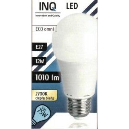 INQ LED žiarovka, E27 12W A60, teplá biela IN714586