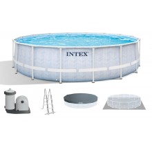 INTEX CHEVRON PRISM FRAME Okrúhly bazén 488×122cm s kartušovou filtráciou 220–240V 26746NP