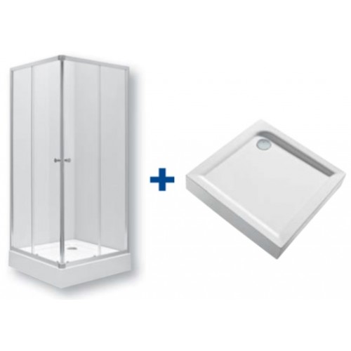 KOLO First štvorcový sprchovací kút 90 cm, vr. vaničky, SATIN ZKDK90214003Z1