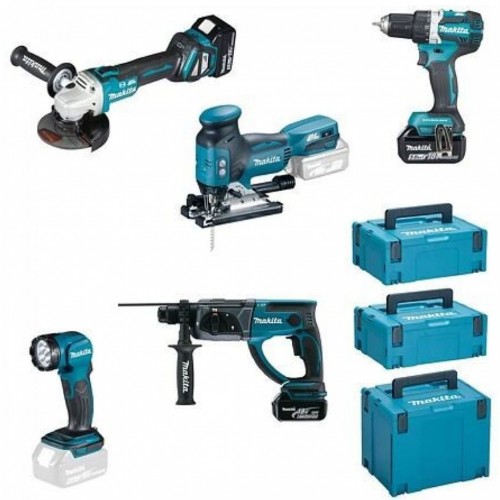 Makita DLX5066TJ Aku sada DDF484+DGA513+DHR202+DJV181+DML815+(3x18V/3*5Ah)+(3x MAKPAC)