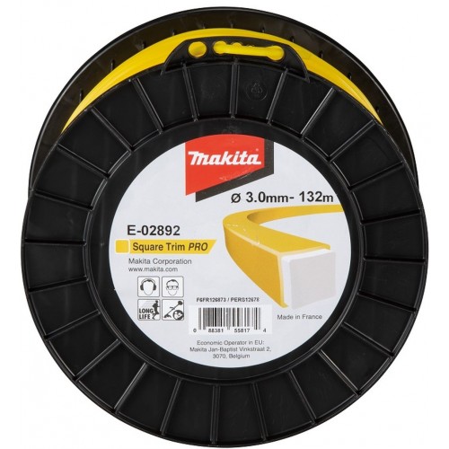 Makita E-02892 Nylonová struna Pro 3,0 mm, 132 m, žltá, hranatá Makita E-02892 Nylonová struna Pro 3,0 mm, 132 m, žltá, hranatá