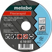 Metabo Flexiarapid Rezný kotúč 125 x 1,0 x 22,23 INOX, TF 41 616187000