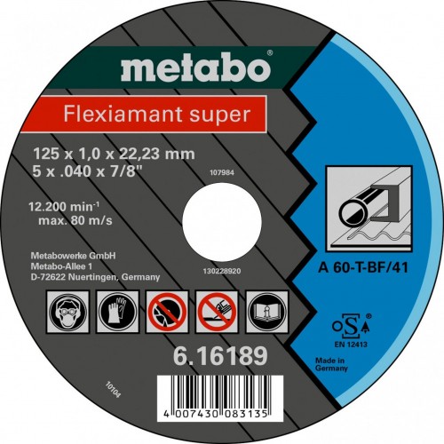 Metabo Flexiarapid Super Rezný kotúč 125 x 1,0 x 22,23 oceľ , TF 41 616189000