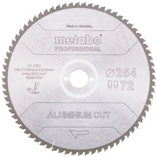 Metabo Pílový list "aluminium cut - professional" 254x30 Z72 FZ/TZ 5°neg 628447000 Metabo Pílový list "aluminium cut - professional" 254x30 Z72 FZ/TZ 5°neg 628447000