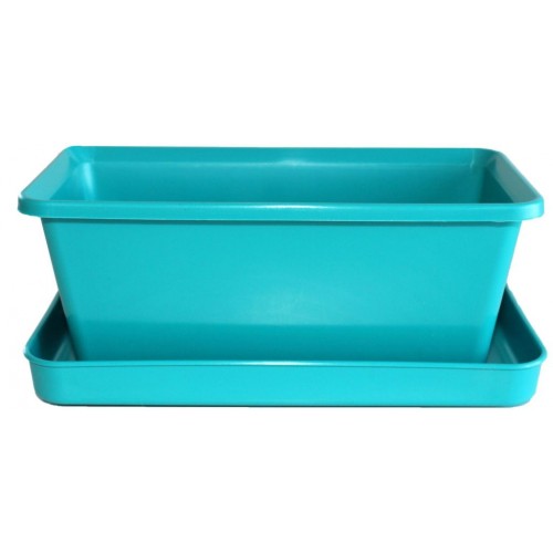 PLASTKON Truhlík Small window box s miskou 20 cm tyrkys