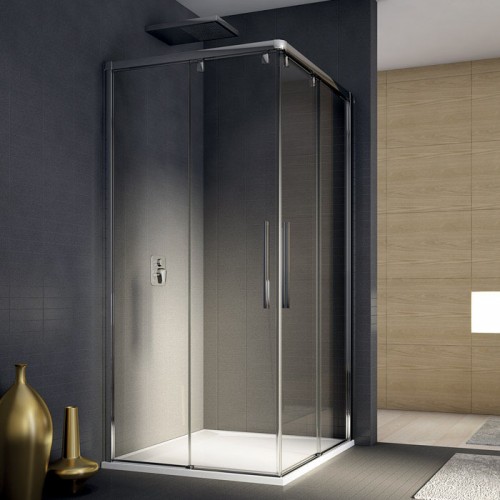 RONAL PLSE2 Pur Light S rohový vstup, 100cm, ľavý, aluchrom / sklo satén PLSE2G1005049