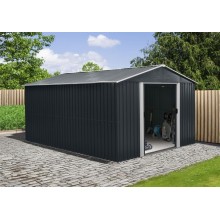 Riwall PRO RMSA 12x10 Anthracite - záhradný domček kovový 3 x 3,7 m SD-X1210-H170C-A
