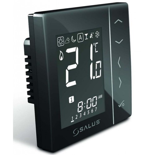 SALUS VS10BRF Bezdrôtový termostat 4v1, čierný, podomietkový