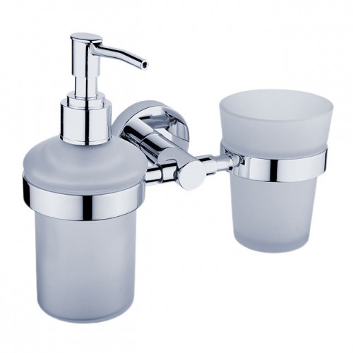 NIMCO UNIX dávkovač mydla 180ml a držiak pohára, rosené sklo UN 1305831C-P-26