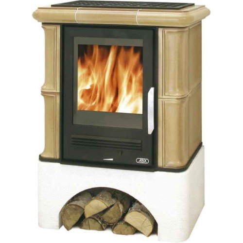 ABX Bavaria K, kachľová pec na drevo s kombi vložkou (liatina / plech), sokel rovný, ahorn