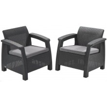 ALLIBERT CORFU DUO SET Kreslo 2 ks, 75 x 70 x 79cm, grafit/sivá 17197993