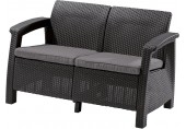 ALLIBERT CORFU LOVE SEAT Pohovka, 128 x 70 x 79cm, grafit/sivá 17197359