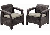 ALLIBERT CORFU DUO SET Kreslo 2 ks, 75 x 70 x 79cm, hnedá/béžová 17197993