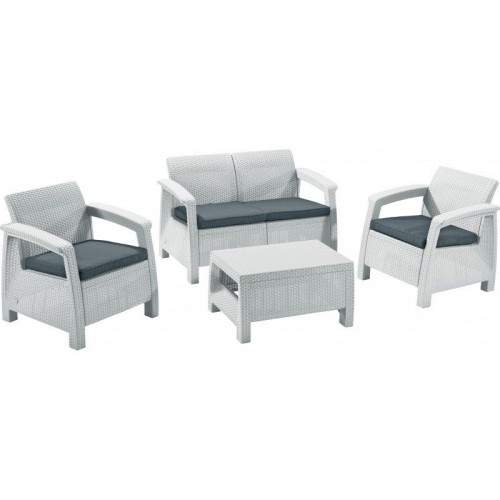 ALLIBERT CORFU Set záhradný, biela/sivá 17197361 ALLIBERT CORFU Set záhradný, biela/sivá 17197361