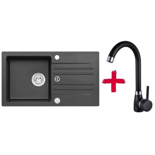 ALVEUS set drez granitový Cortina 140 čierny + batérie Betty čierna