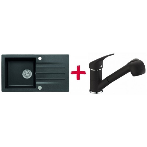 ALVEUS set drez granitový Cortina 70 čierny + batérie Bora Bora čierna ALVEUS set drez granitový Cortina 70 čierny + batérie Bora Bora čierna