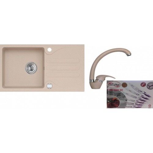 ALVEUS set drez Galapagos 30 beige + batérie Diana beige + sada keramických nožov