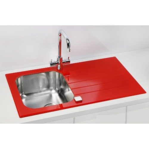 ALVEUS Glassix 10 kuchynský drez nerez / sklo, 860 x 500 mm, červená