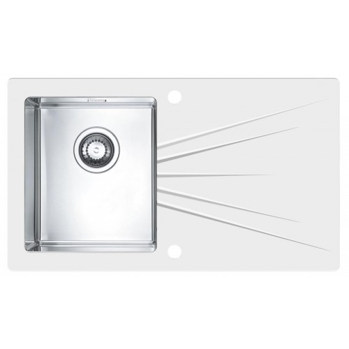 ALVEUS KARAT 10 kuchynský drez nerez/sklo, 860 x 500 mm, ľavý, biela 1102771