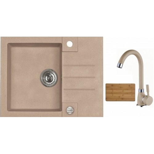 ALVEUS set drez Rock 30 beige + batérie Betty beige + doska na krájanie Zadarmo ALVEUS set drez Rock 30 beige + batérie Betty beige + doska na krájanie Zadarmo