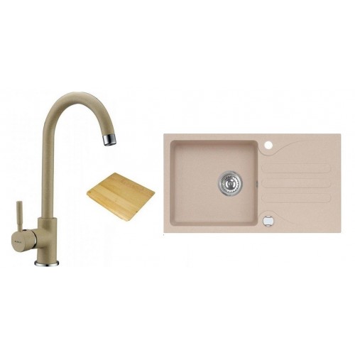 ALVEUS set drez Galapagos granitový + krájacia doska + batéria Layla beige