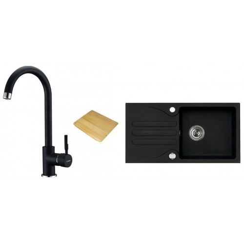 ALVEUS set drez Galapagos granitový + krájacia doska + batéria Layla black