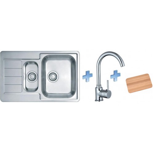 ALVEUS set drez Line 70 nerez + batérie Tessa + doska na krájanie ALVEUS set drez Line 70 nerez + batérie Tessa + doska na krájanie