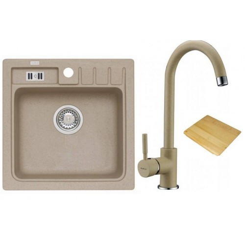 ALVEUS set drez Niagara 20 granitový + krájacia doska + batéria Layla beige ALVEUS set drez Niagara 20 granitový + krájacia doska + batéria Layla beige
