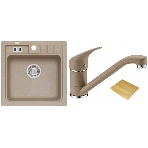 ALVEUS set drez Niagara 20 granitový + krájacia doska + batérie Rapa Nui beige ALVEUS set drez Niagara 20 granitový + krájacia doska + batérie Rapa Nui beige