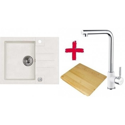 ALVEUS set drez Rock 30 white + doska na krájanie + batérie Sumatra white ALVEUS set drez Rock 30 white + doska na krájanie + batérie Sumatra white