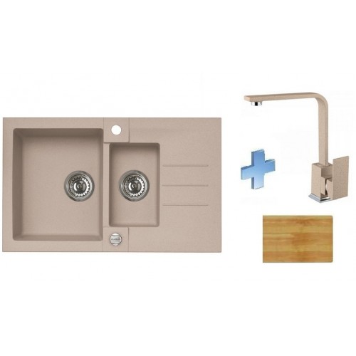 ALVEUS set drez Rock 70 beige + batérie Janet (Eureka) beige + doska na krájanie