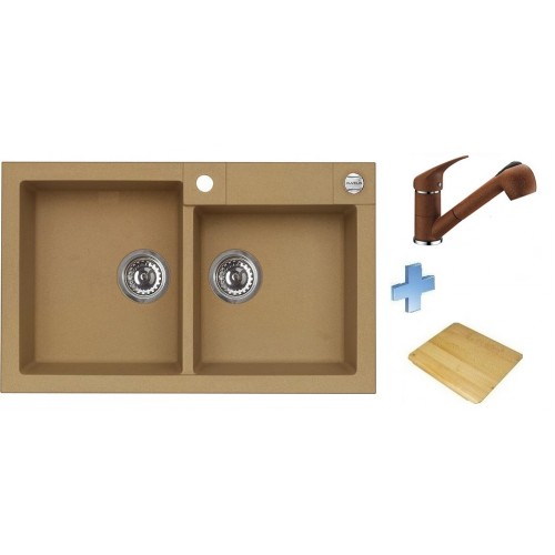 ALVEUS set drez Rock 90 brown + batéria Bora Bora brown + doska na krájanie