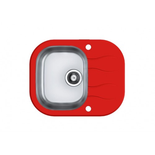 ALVEUS Wave 10 kuchynský drez nerez / sklo, 620 x 500 mm, červená 1102933